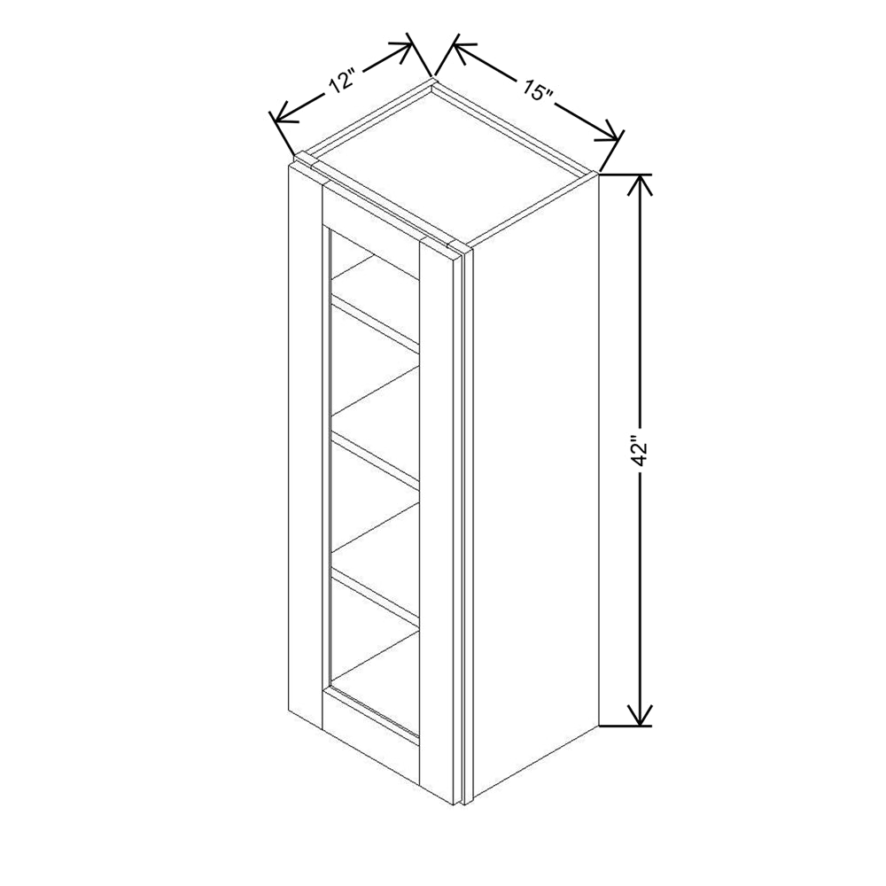 Modernform Cabinet Espresso Shaker 15" W X 42" H X 12" D Single Glass Door Wall Cabinet