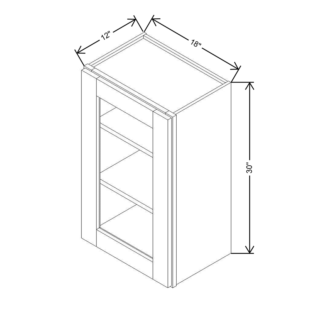 Modernform Cabinet Espresso Shaker 18" W X 30" H X 12" D Single Glass Door Wall Cabinet