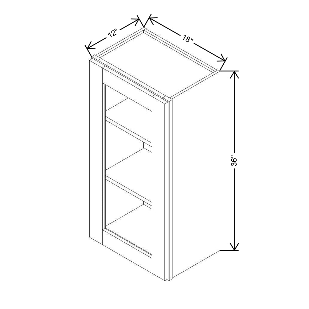 Modernform Cabinet Espresso Shaker 18" W X 36" H X 12" D Single Glass Door Wall Cabinet