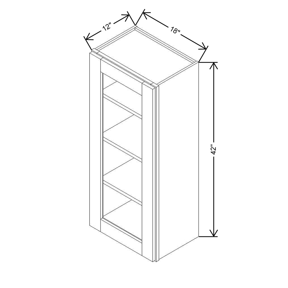 Modernform Cabinet Espresso Shaker 18" W X 42" H X 12" D Single Glass Door Wall Cabinet