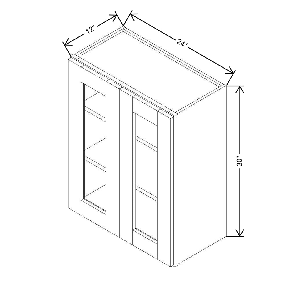 Modernform Cabinet Espresso Shaker 24" W X 30" H X 12" D Double Glass Door Wall Cabinet