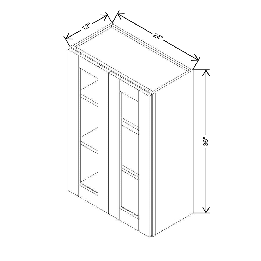 Modernform Cabinet Espresso Shaker 24" W X 36" H X 12" D Double Glass Door Wall Cabinet