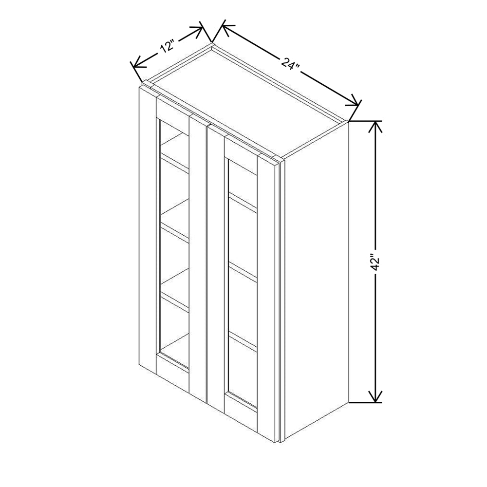 Modernform Cabinet Espresso Shaker 24" W X 42" H X 12" D Double Glass Door Wall Cabinet