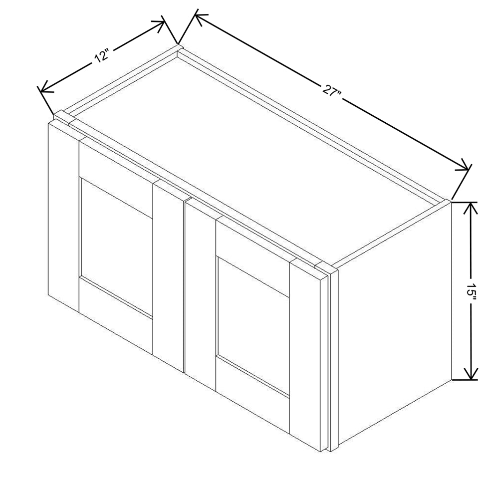 Modernform Cabinet Grey Shaker 27" W X 15" H X 12" D Double Door Wall Cabinet