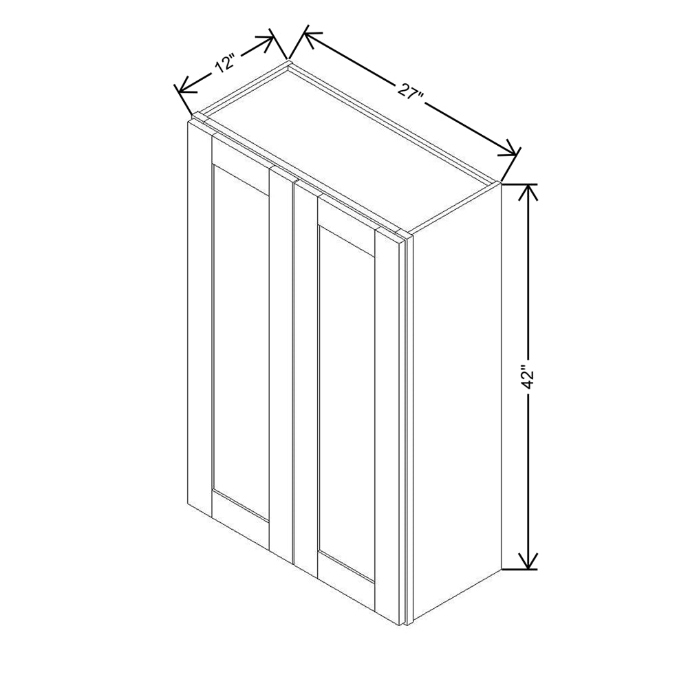 Modernform Cabinet Espresso Shaker 27" W X 42" H X 12" D Double Door Wall Cabinet