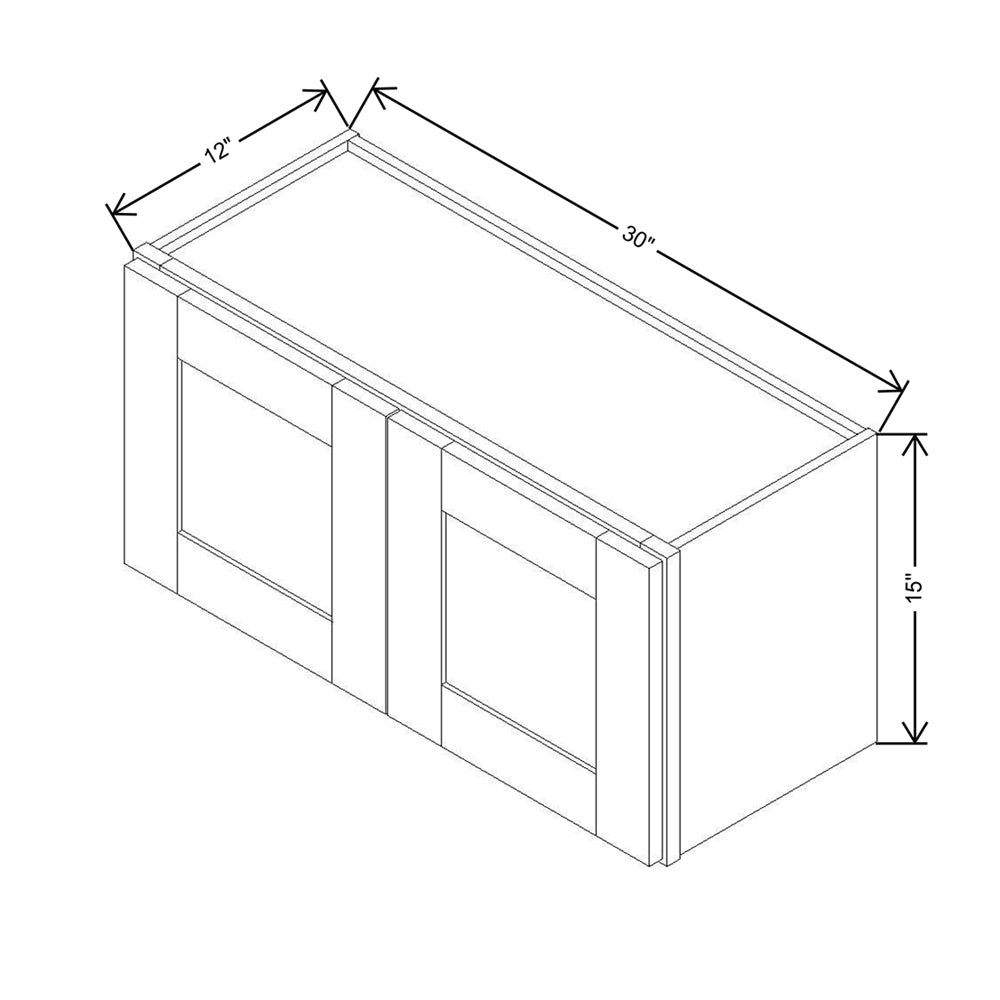 Modernform Cabinet Grey Shaker 30" W X 15" H X 12" D Double Door Wall Cabinet