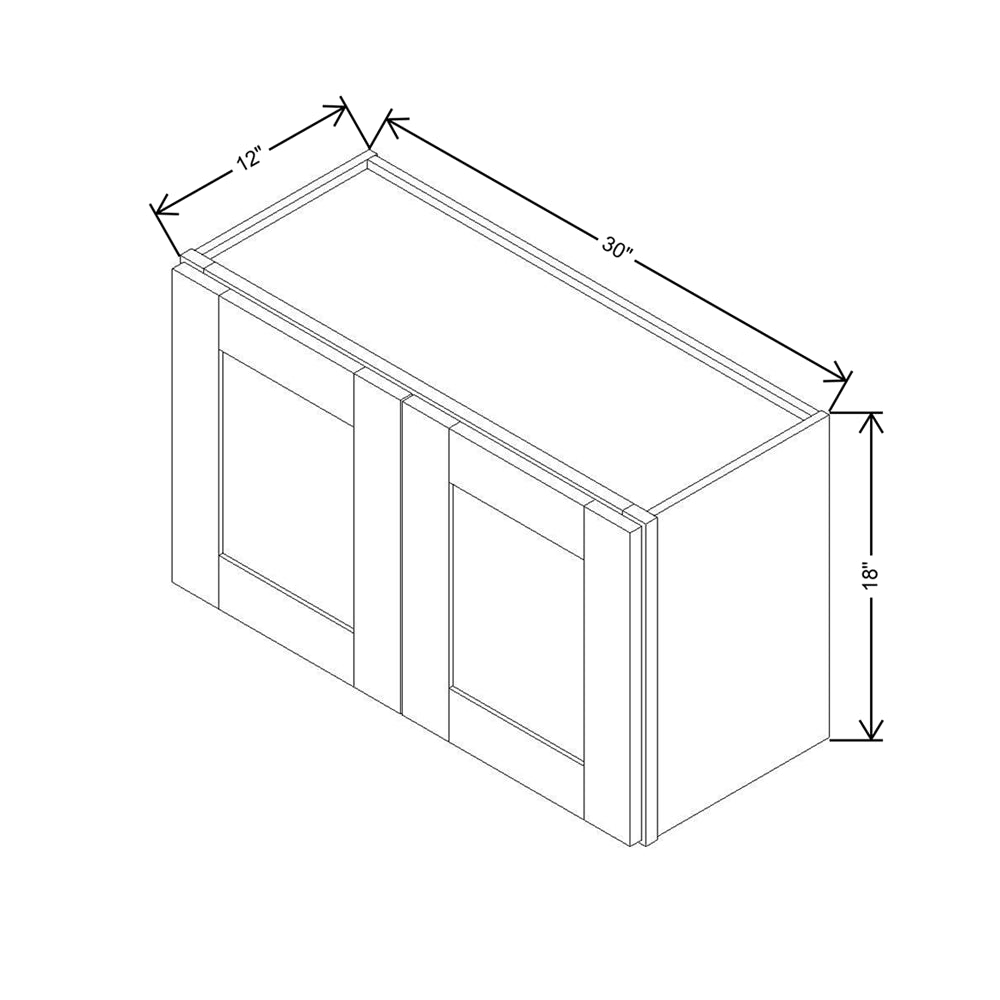 Modernform Cabinet Grey Shaker 30" W X 18" H X 12" D Double Door Wall Cabinet
