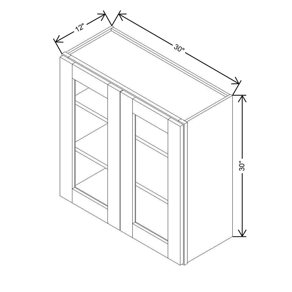 Modernform Cabinet Espresso Shaker 30" W X 30" H X 12" D Double Glass Door Wall Cabinet
