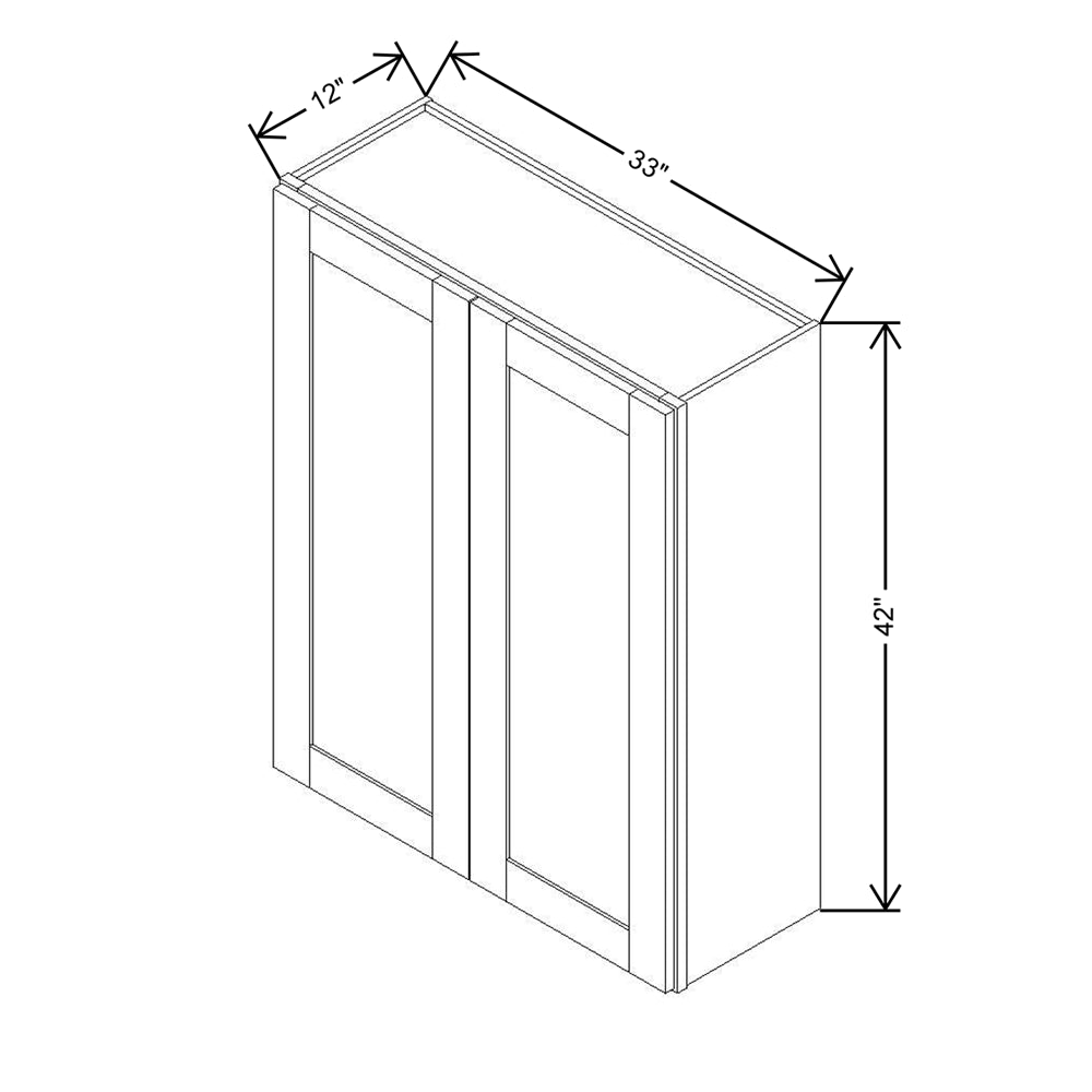 Modernform Cabinet Espresso Shaker 33" W X 42" H X 12" D Double Door Wall Cabinet