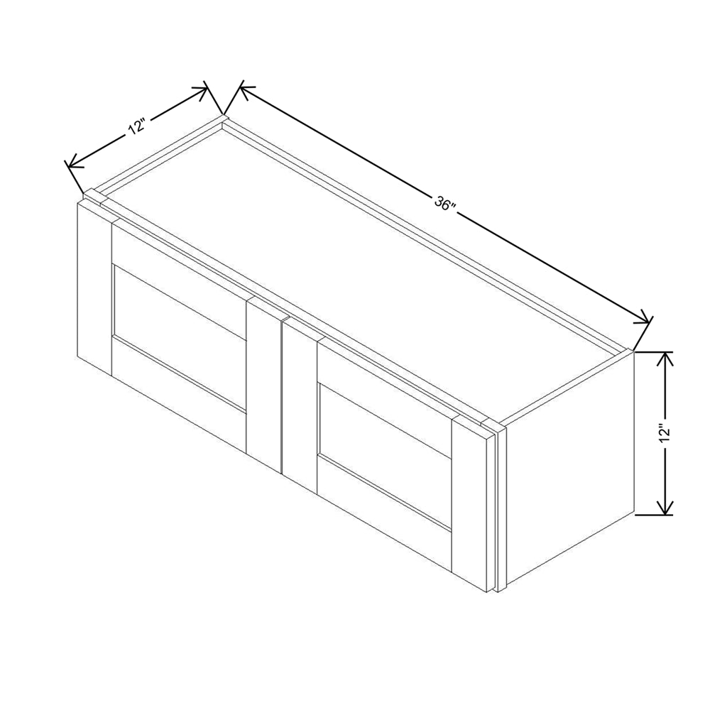 Modernform Cabinet Grey Shaker 36" W X 12" H X 12" D Double Door Wall Cabinet