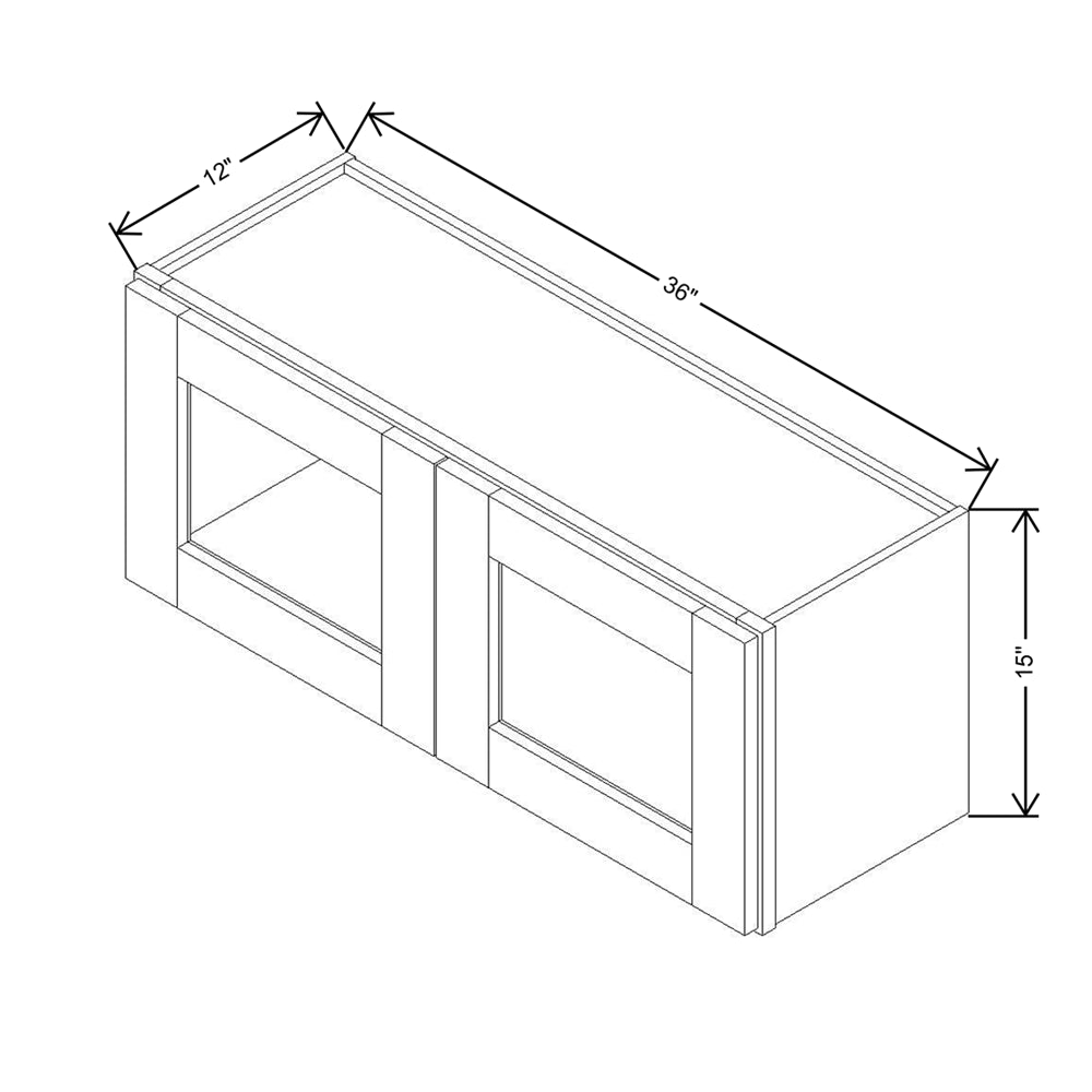 Modernform Cabinet Natural Shaker 36" W X 15" H X 12" D Double Glass Door Wall Cabinet