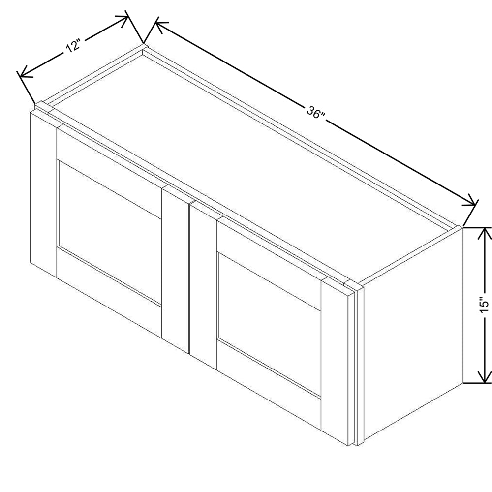 Modernform Cabinet Grey Shaker 36" W X 15" H X 12" D Double Door Wall Cabinet