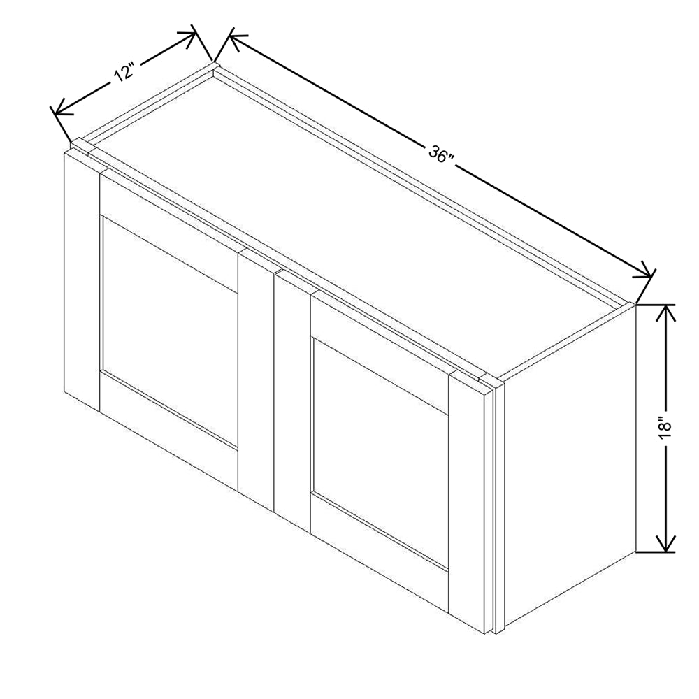Modernform Cabinet Espresso Shaker 36" W X 18" H X 12" D Double Door Wall Cabinet