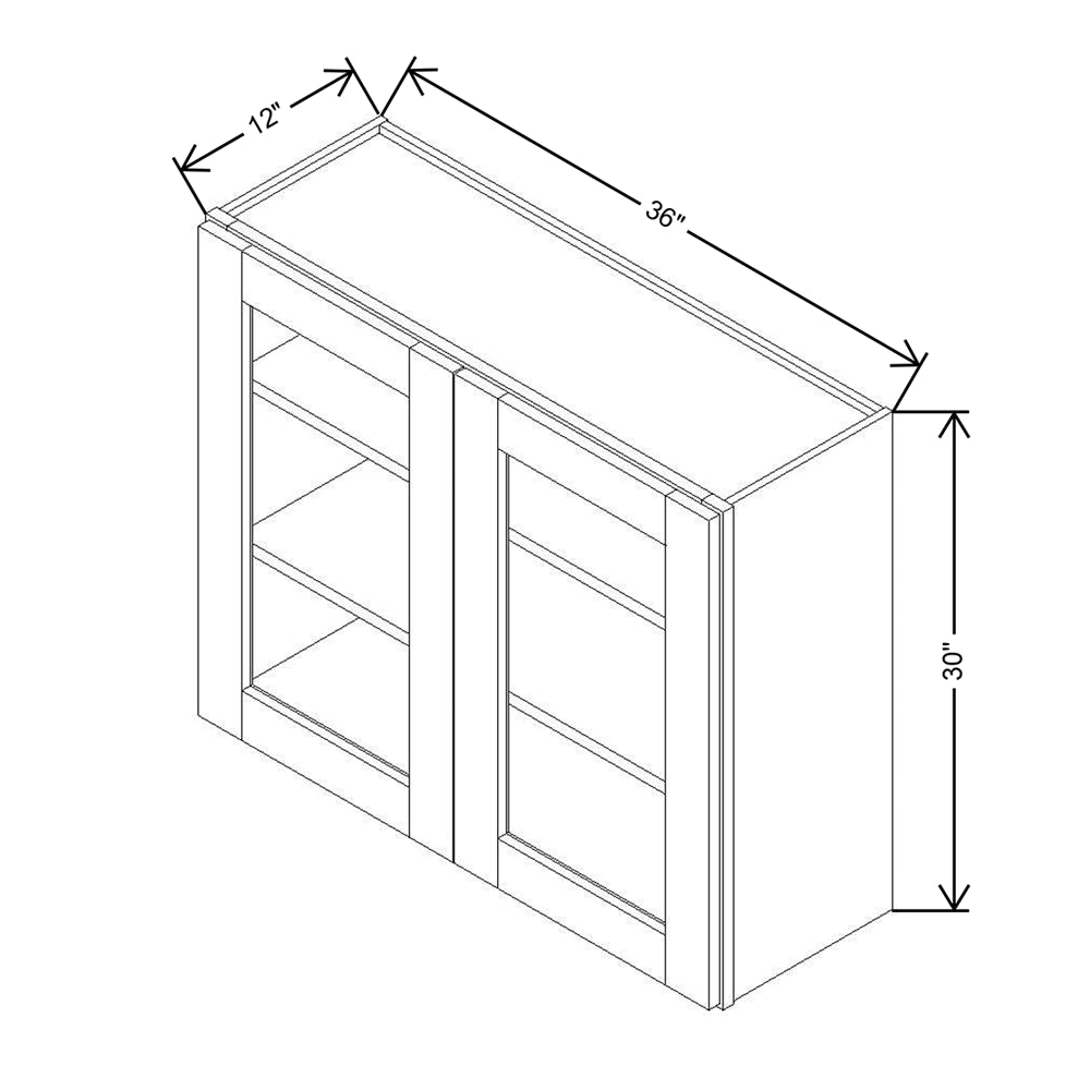 Modernform Cabinet Espresso Shaker 36" W X 30" H X 12" D Double Glass Door Wall Cabinet