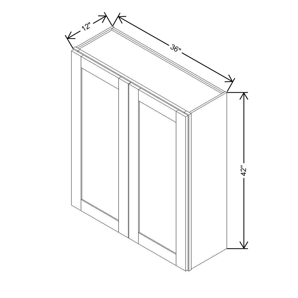 Modernform Cabinet Espresso Shaker 36" W X 42" H X 12" D Double Door Wall Cabinet