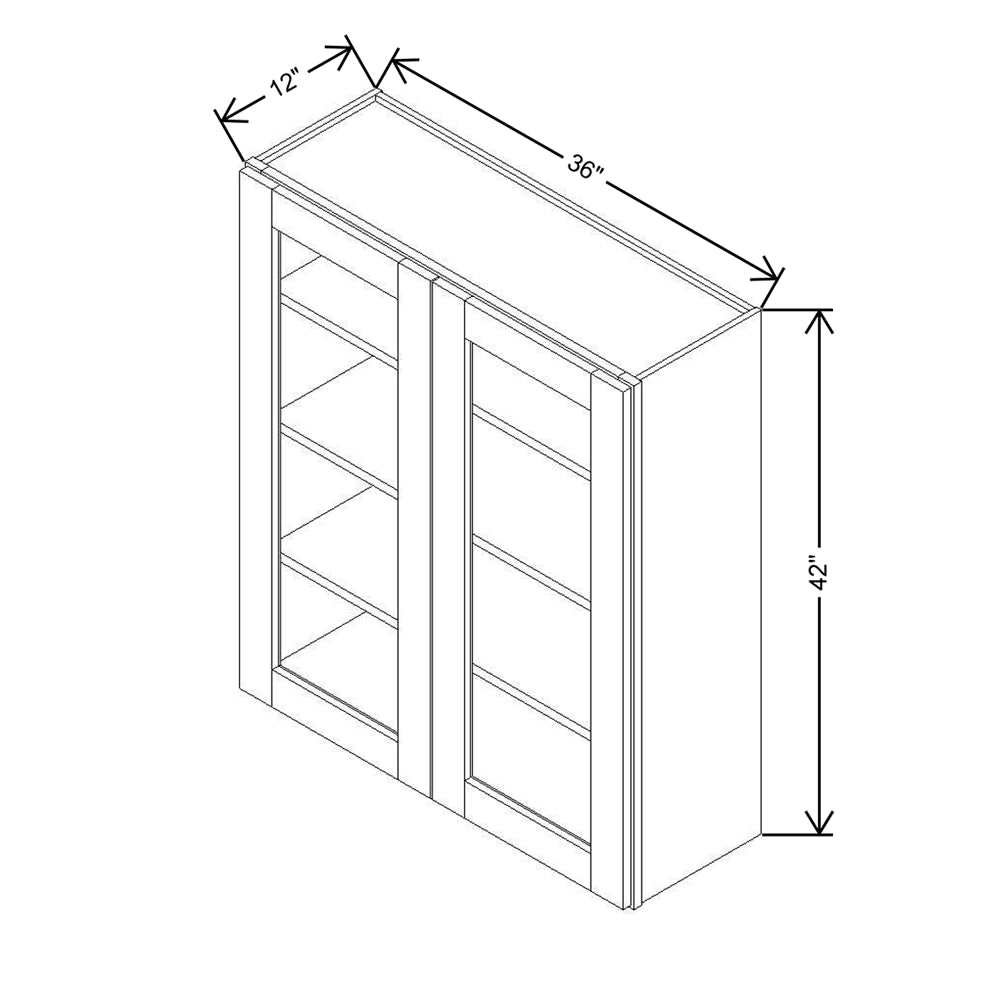 Modernform Cabinet Espresso Shaker 36" W X 42" H X 12" D Double Glass Door Wall Cabinet