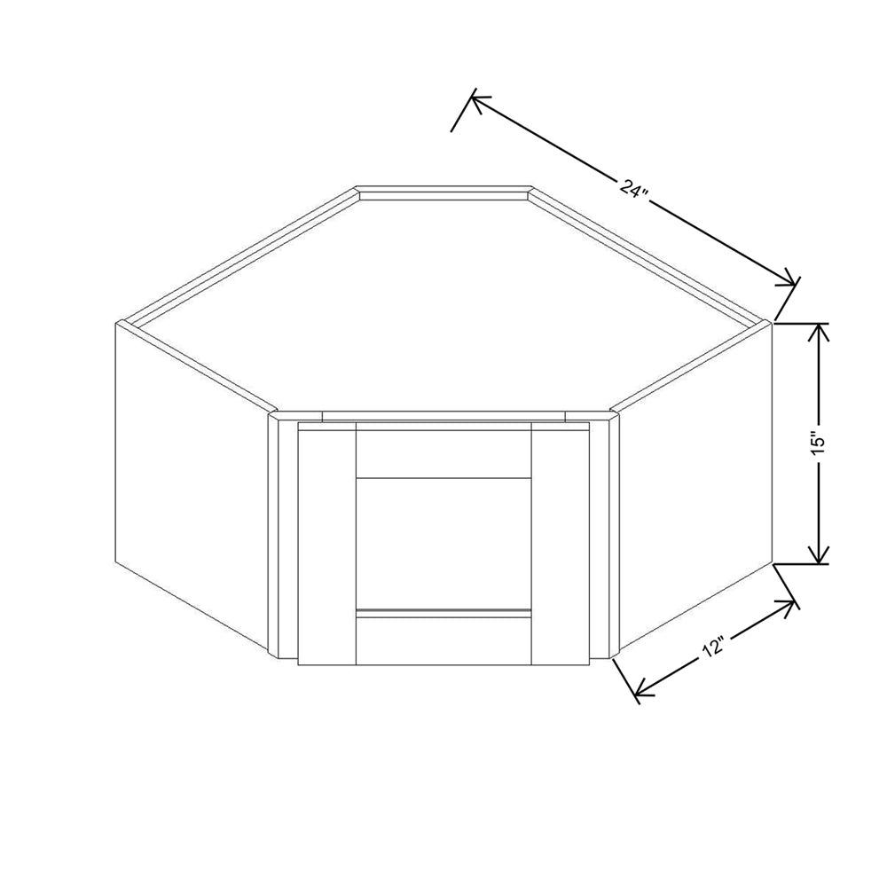 Modernform Cabinet Espresso Shaker 24" W X 15" H X 12" D Diagonal Corner Glass Door Wall Cabinet