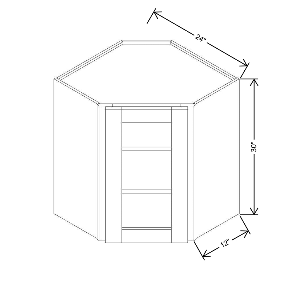 Modernform Cabinet Espresso Shaker 24" W X 30" H X 12" D Wall Diagonal Corner Glass Door Cabinet