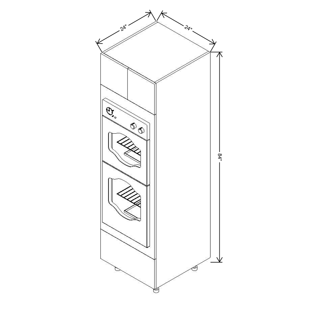 Fabuwood Illume Catalina Bianco Gloss 2 84"H Double Oven w/1 Drawer