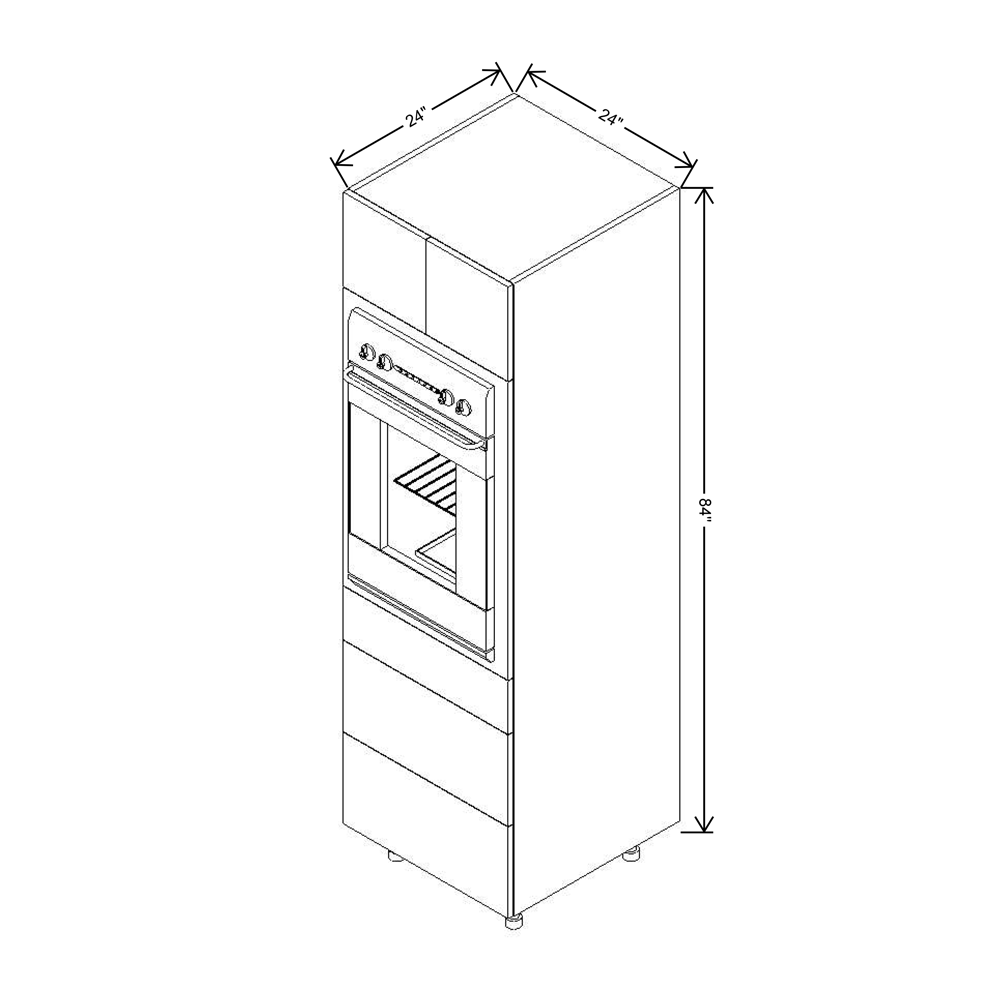 Fabuwood Illume Catalina Bianco Gloss 2 84"H Single Oven w/3 Drawers