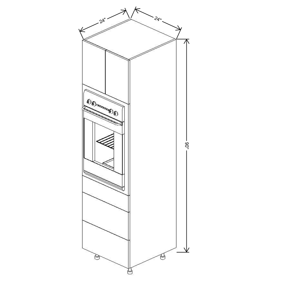 Fabuwood Illume Catalina Bianco Gloss 2 90"H Single Oven w/3 Drawers