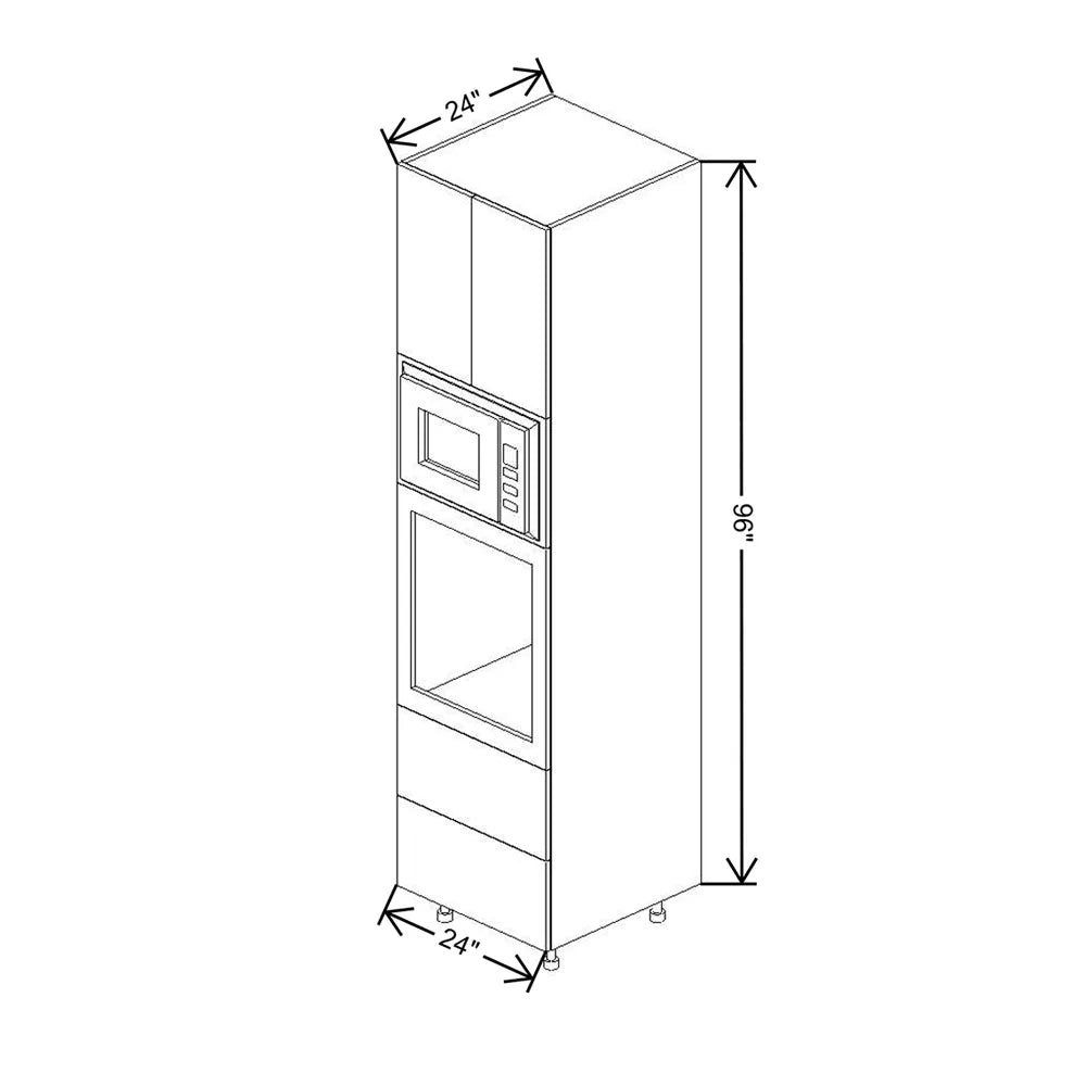 Fabuwood Illume Catalina Bianco Gloss 24" W x 96" H Combo Oven Cabinet w/ 2 Drawers on Bottom