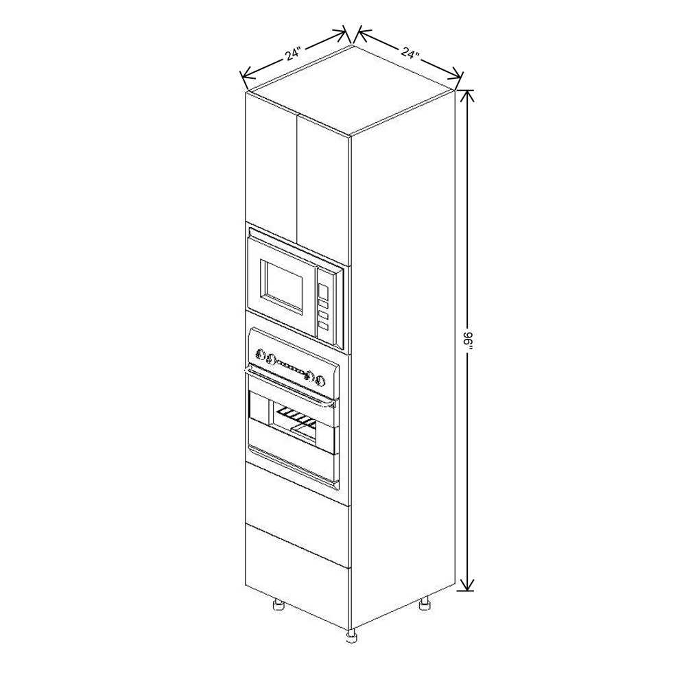 Fabuwood Illume Catalina Bianco Gloss 2 96"H Combo Oven w/2 Drawers