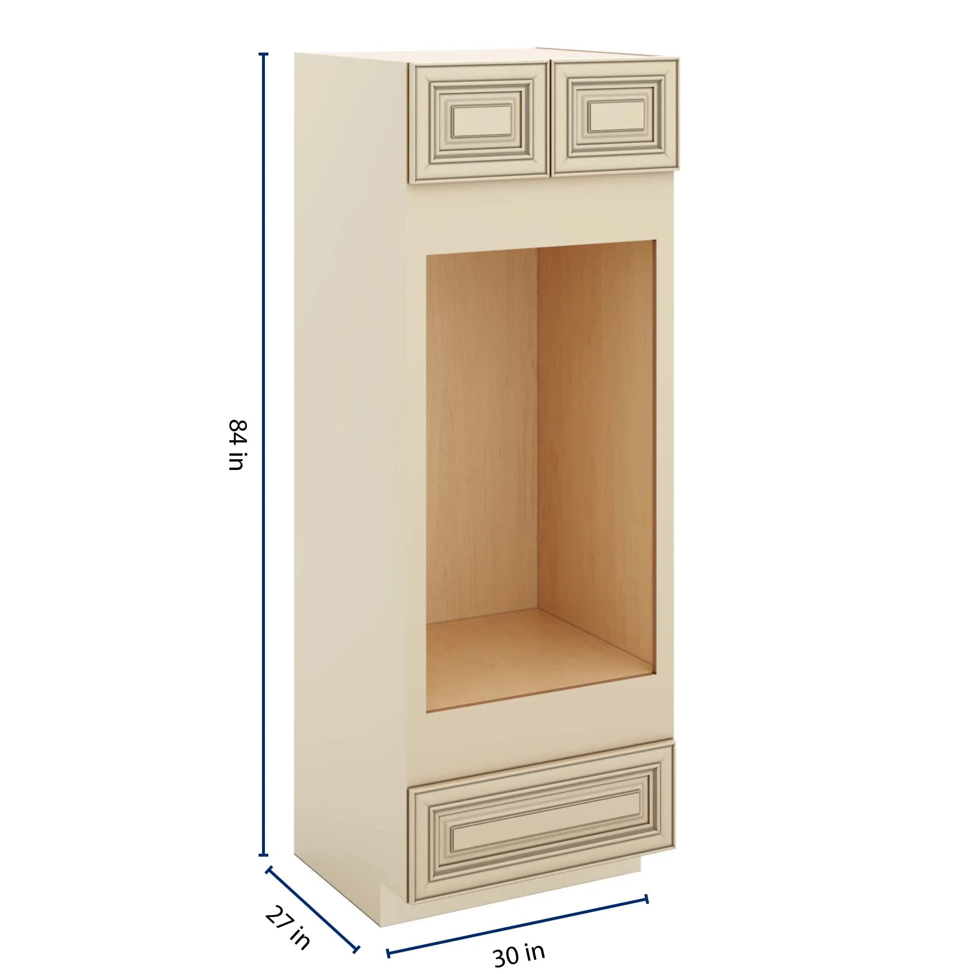 J&K Creme Glazed A7 Double Oven w/One (1) Bottom Drawer 30" W x 84" H x 27" D