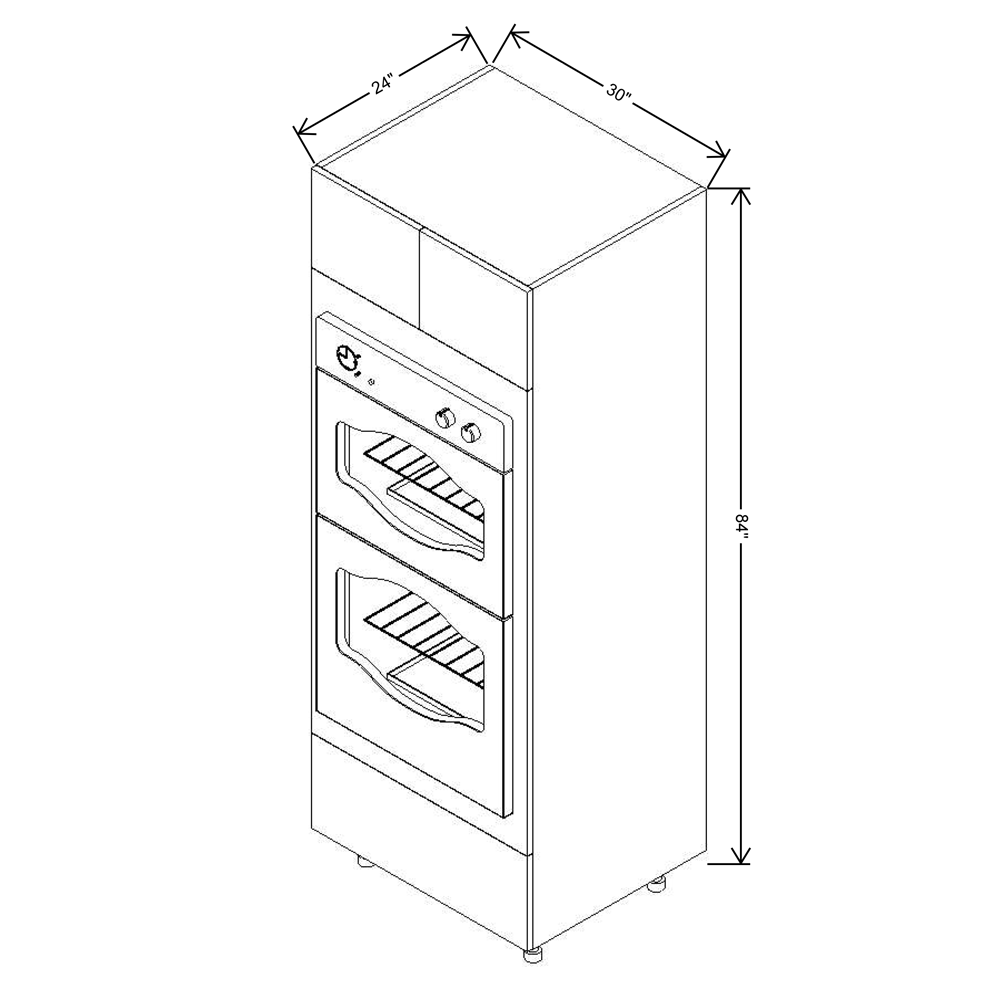 Fabuwood Illume Catalina Bianco Gloss 2 84"H Double Oven w/1 Drawer