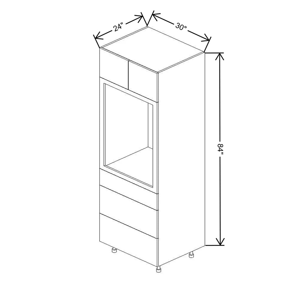 Fabuwood Illume Tuscany Como Ash 2 30" W x 84" H Single Oven Cabinet w/ 3 Drawers on the Bottom
