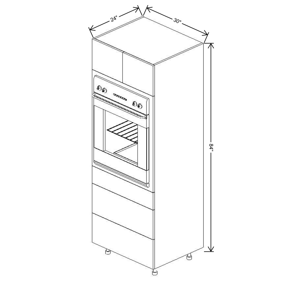 Fabuwood Illume Tuscany Olmo 3  84"H Single Oven w/3 Drawers