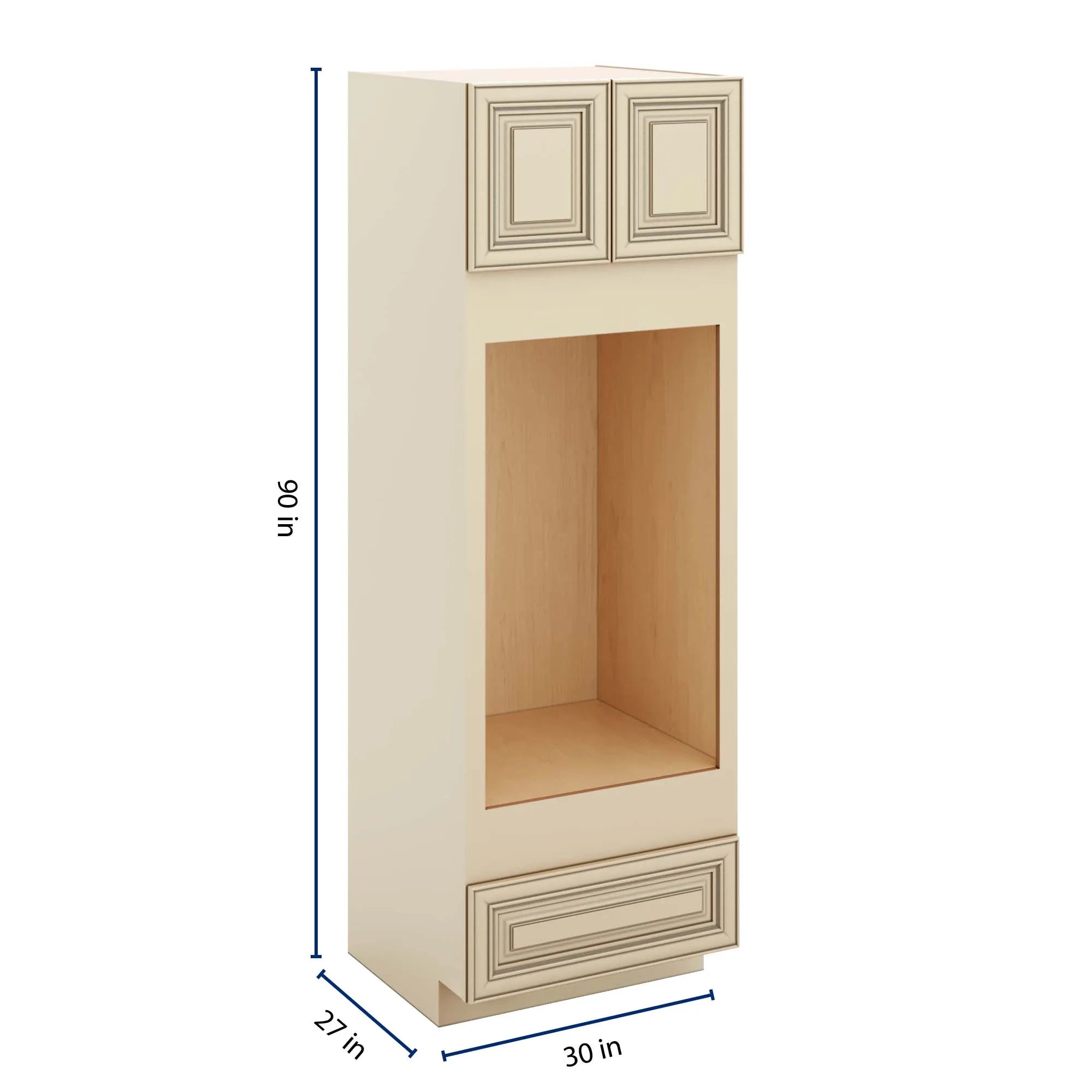 J&K Creme Glazed A7 Double Oven w/One (1) Bottom Drawer 30" W x 90" H x 27" D