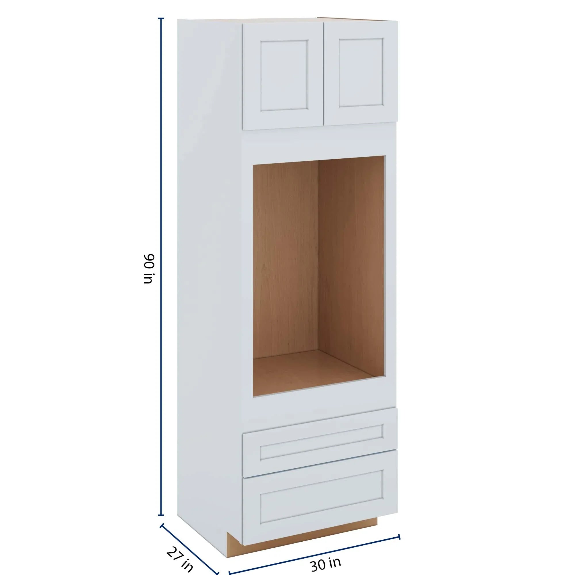 J&K White Shaker S8 Single Oven w/Two (2) Bottom Drawers 30" W x 90" H x 27" D