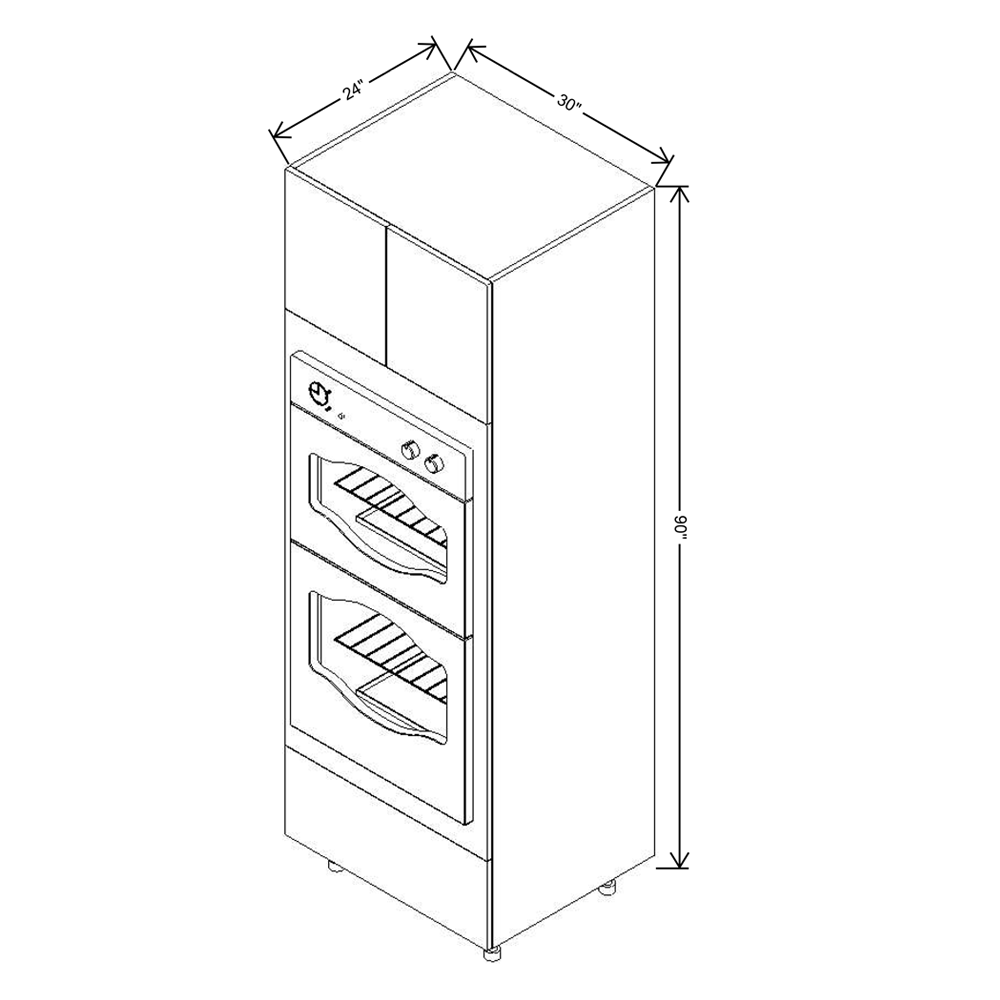 Fabuwood Illume Catalina Bianco Gloss 2 90"H Double Oven w/1 Drawer