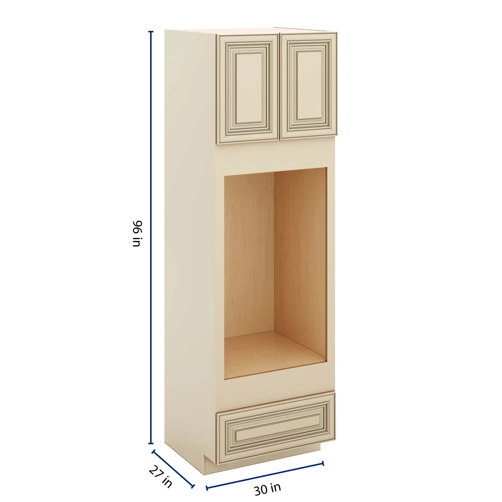 J&K Creme Glazed A7 Double Oven w/One (1) Bottom Drawer 30" W x 96" H x 27" D