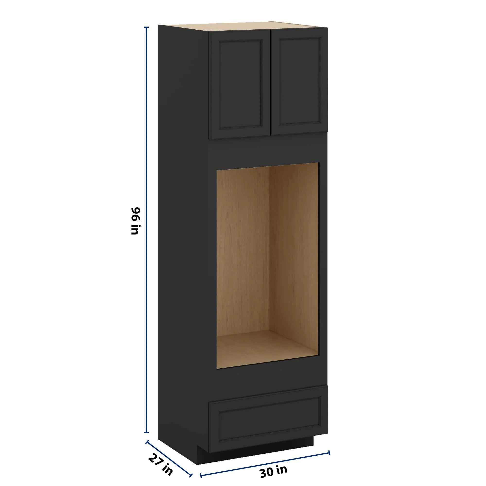 J&K Charcoal E2 Double Oven w/One (1) Bottom Drawer 30" W x 96" H x 27" D
