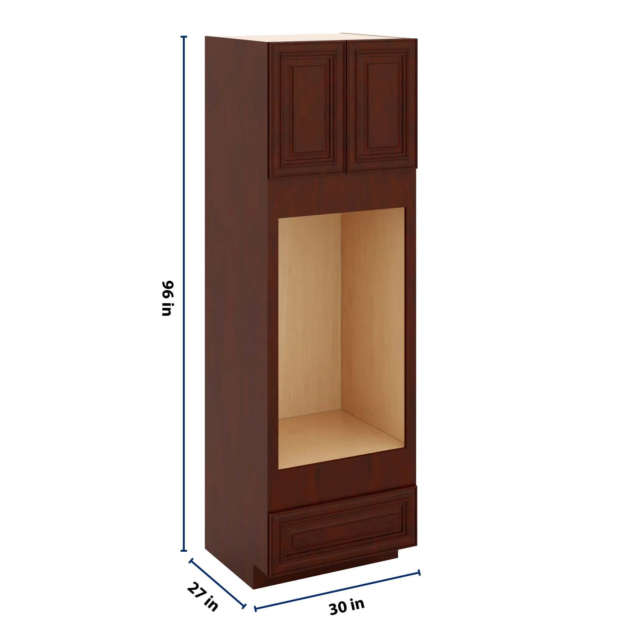 J&K Mahogany J5 Double Oven w/One (1) Bottom Drawer 30" W x 96" H x 27" D