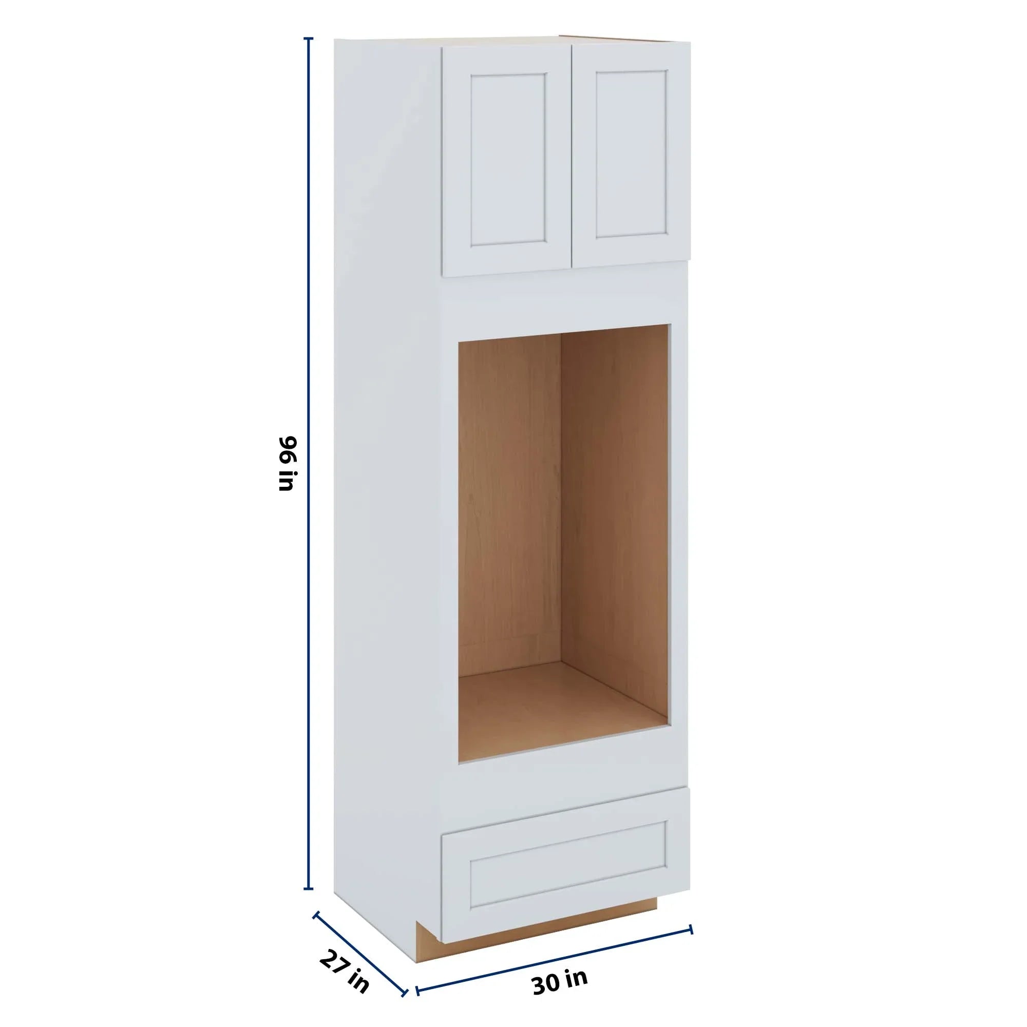 J&K White Shaker S8 Double Oven w/One (1) Bottom Drawer 30" W x 96" H x 27" D
