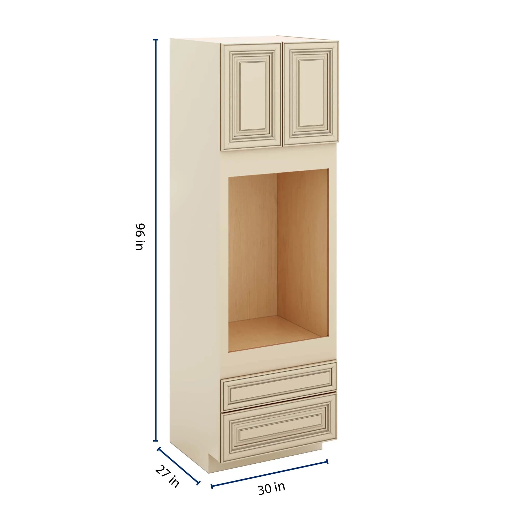 J&K Creme Glazed A7 Single Oven w/Two (2) Bottom Drawers 30" W x 96" H x 27" D