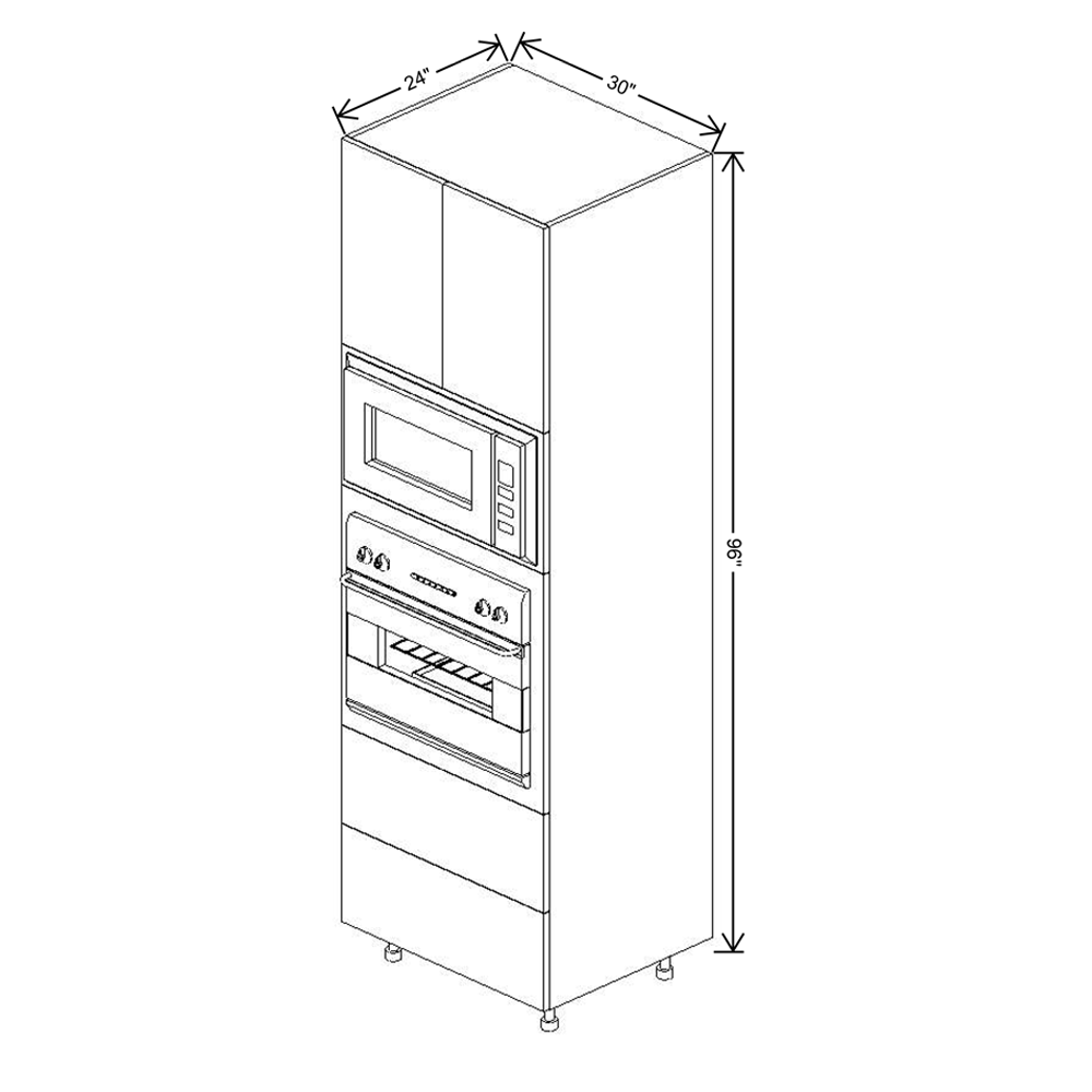 Fabuwood Illume Catalina Bianco Gloss 2 96"H Combo Oven w/2 Drawers