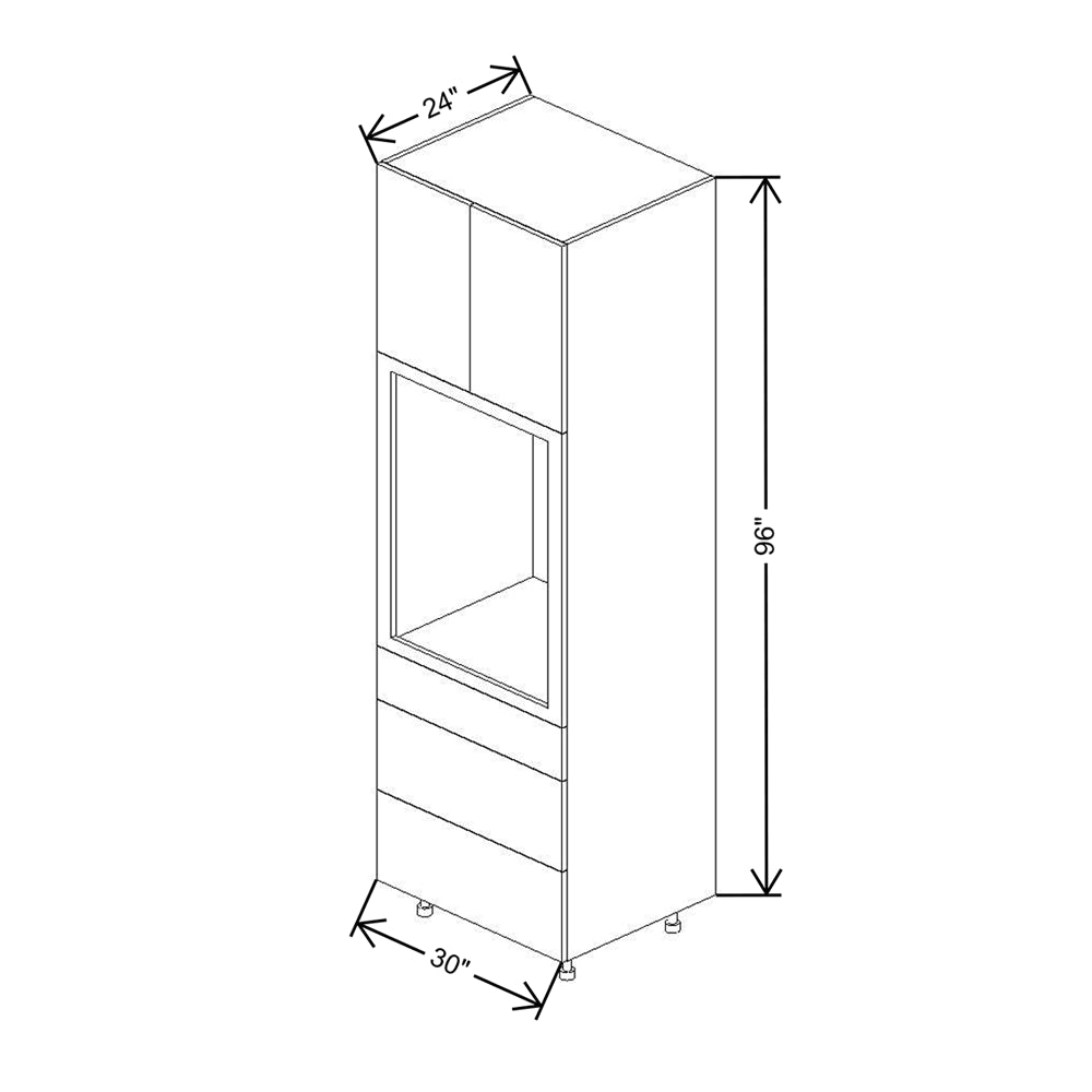 Fabuwood Illume Catalina Muratti 1 30" W x 96" H Single Oven Cabinet w/ 3 Drawers on the Bottom