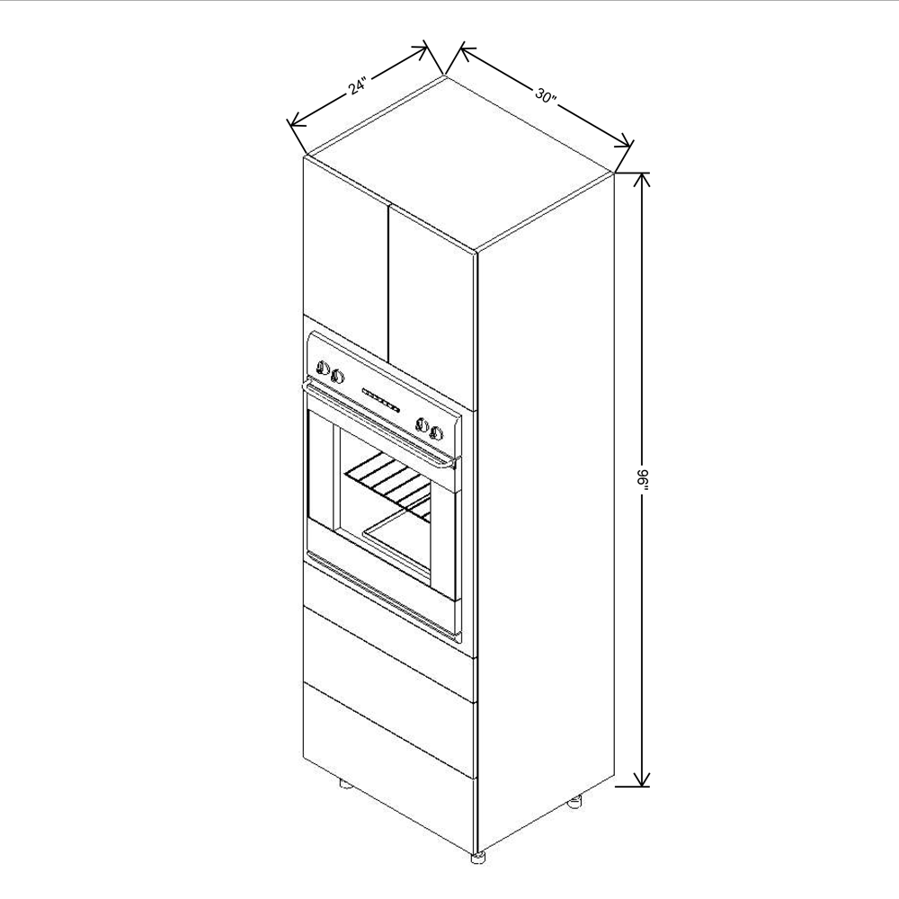 Fabuwood Illume Catalina Carbone Matte 96"H Single Oven w/3 Drawers