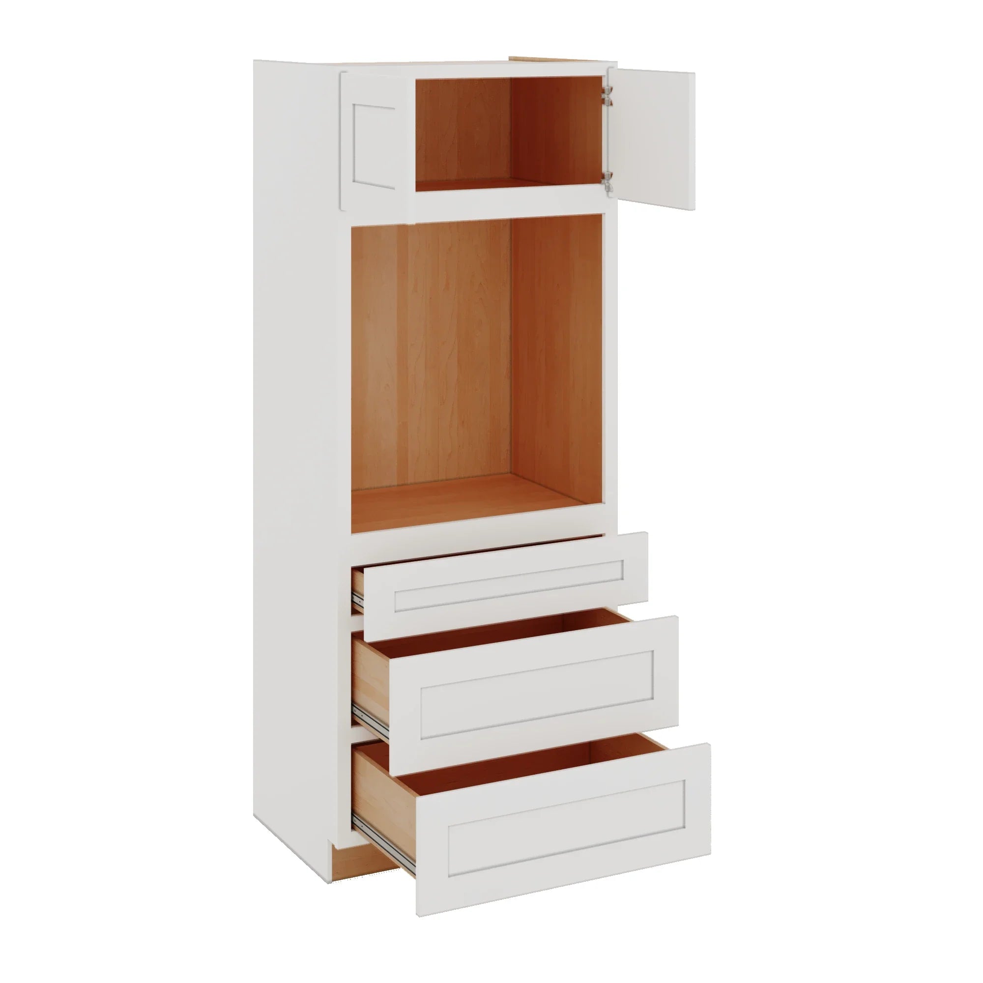 Modernform Cabinet White Shaker 33" W X 84" H X 24" D Oven Cabinet With 3 Drawers