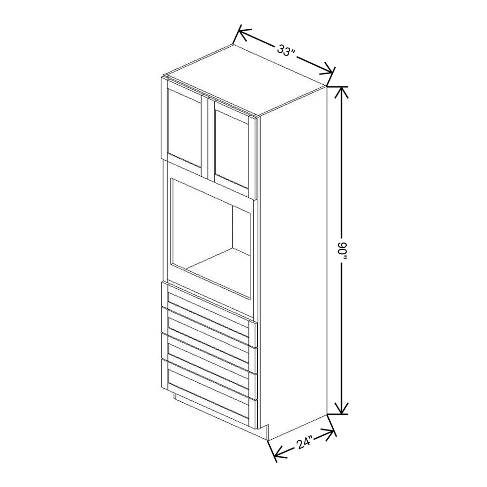 Kitchen Cabinet Distributors Shaker Designer White 5PC Oven Cabinet - 33" W x 90" H