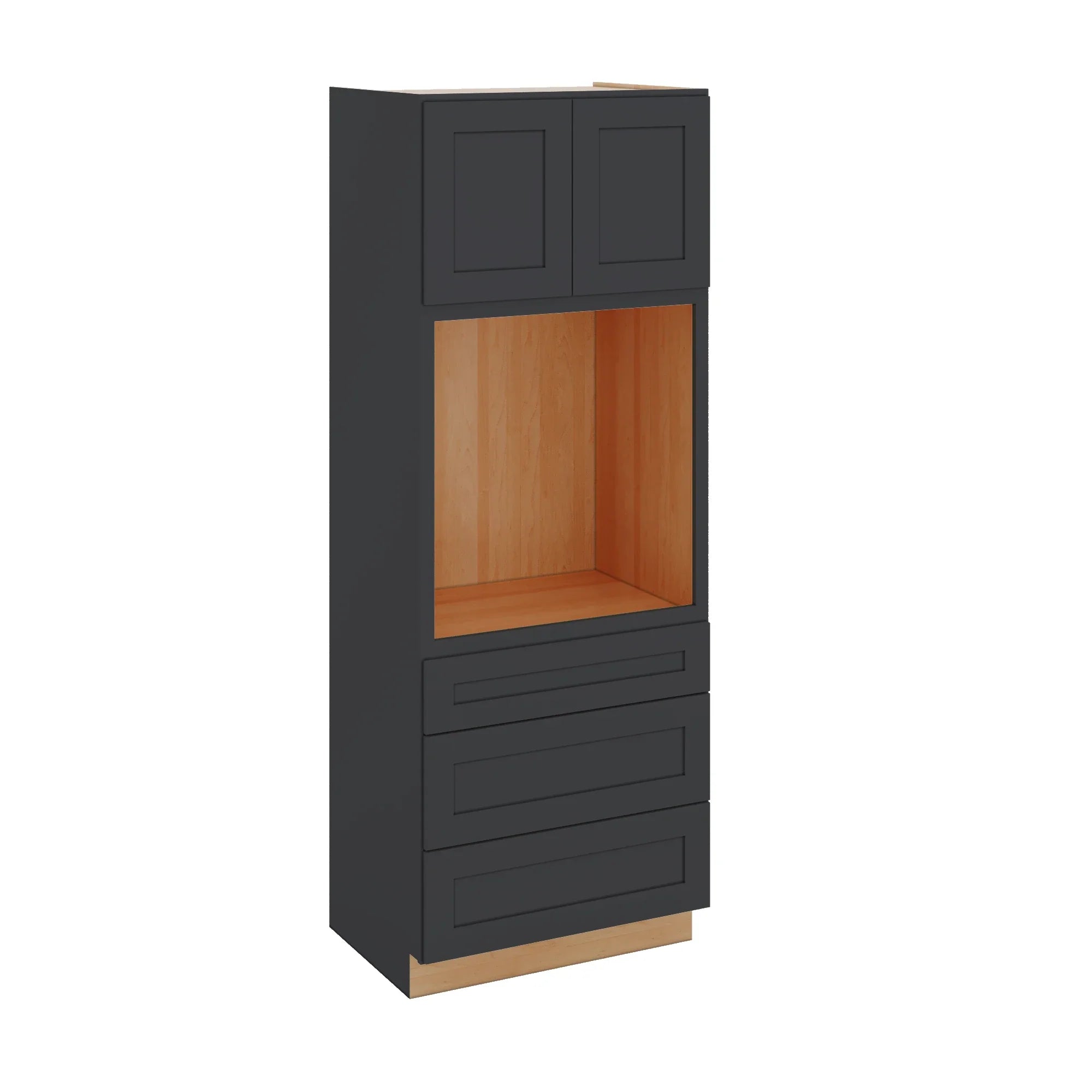 Modernform Cabinet Onyx Black Shaker 33" W X 90" H X 24" D Oven Cabinet With 3 Drawers