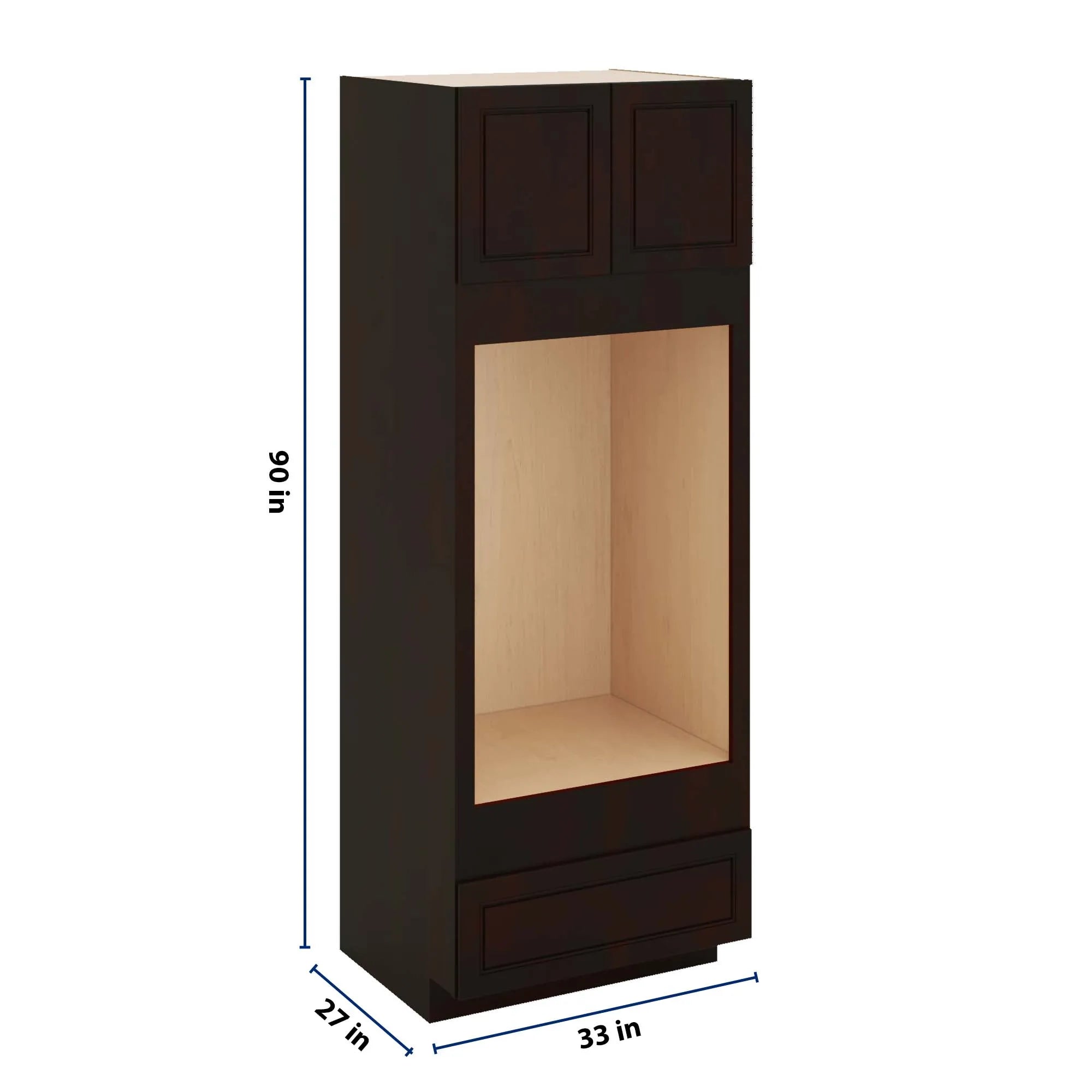 J&K Espresso K8 Double Oven w/One (1) Bottom Drawer 33" W x 90" H x 27" D