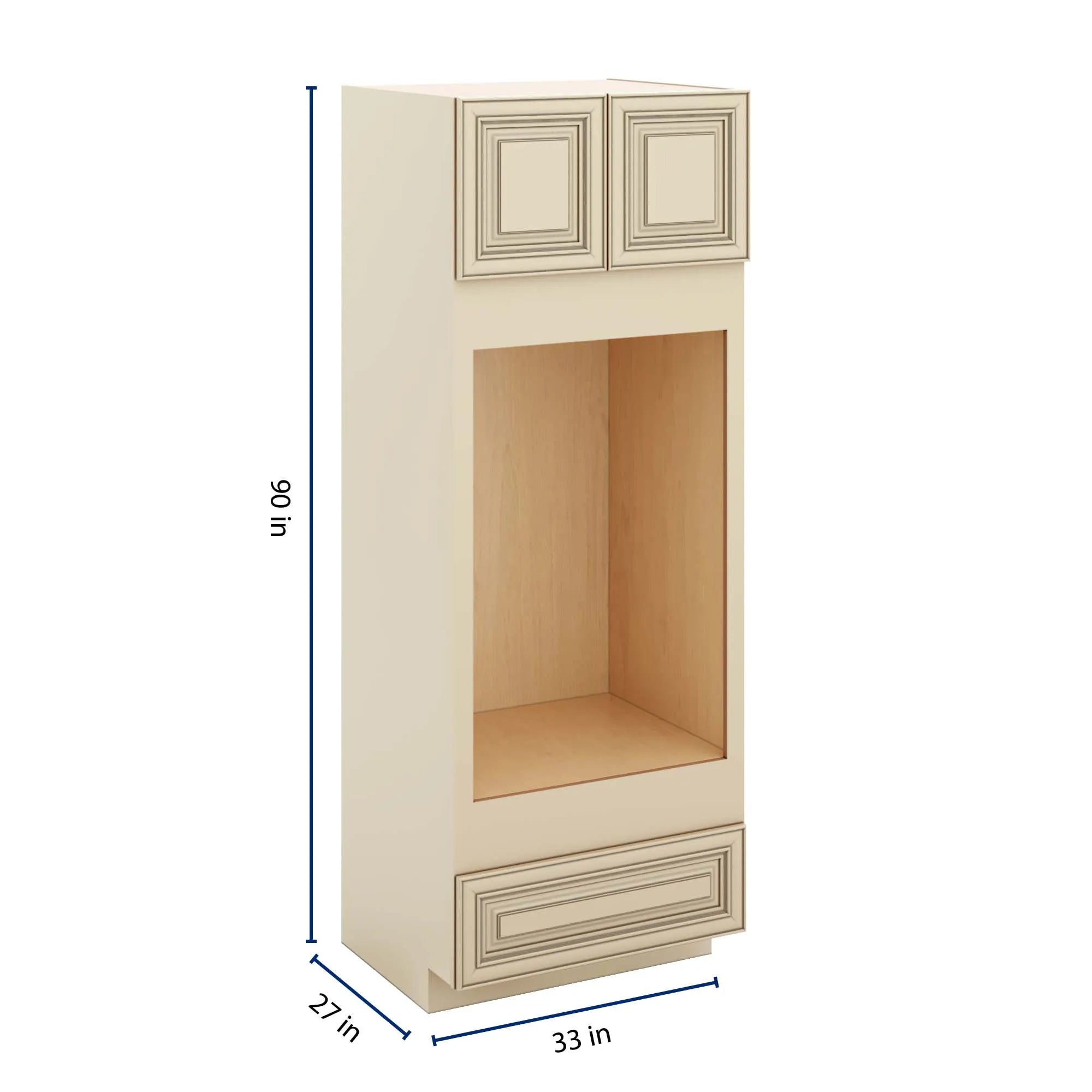 J&K Creme Glazed A7 Double Oven w/One (1) Bottom Drawer 33" W x 90" H x 27" D