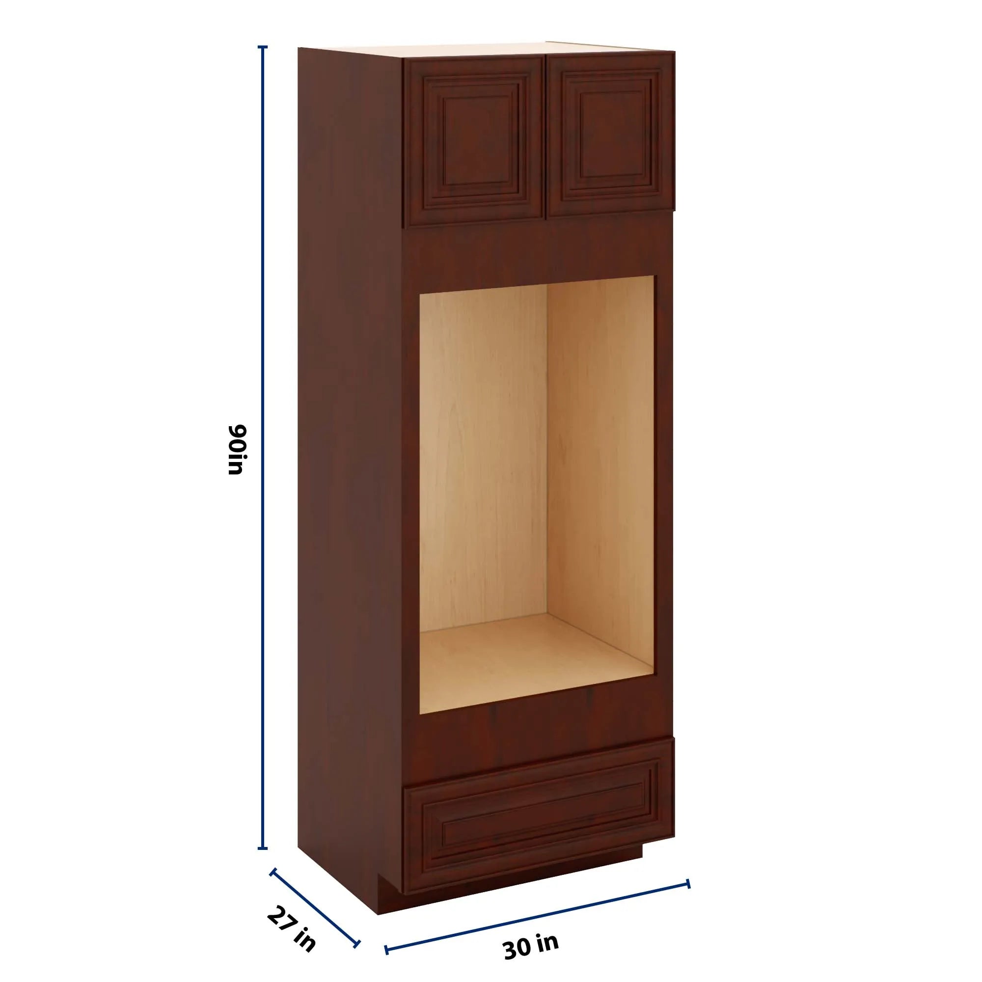 J&K Mahogany J5 Double Oven w/One (1) Bottom Drawer 33" W x 90" H x 27" D