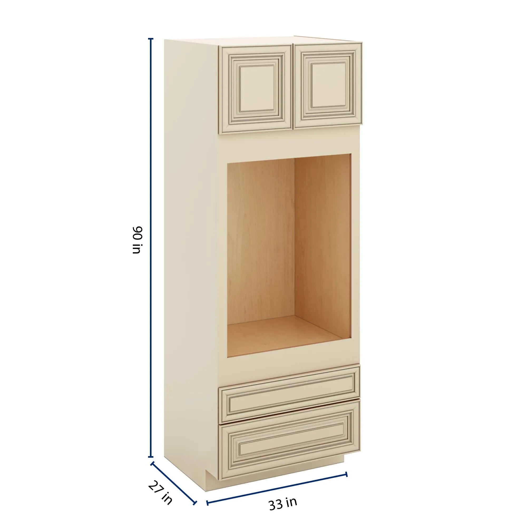 J&K Creme Glazed A7 Single Oven w/Two (2) Bottom Drawers 33" W x 90" H x 27" D