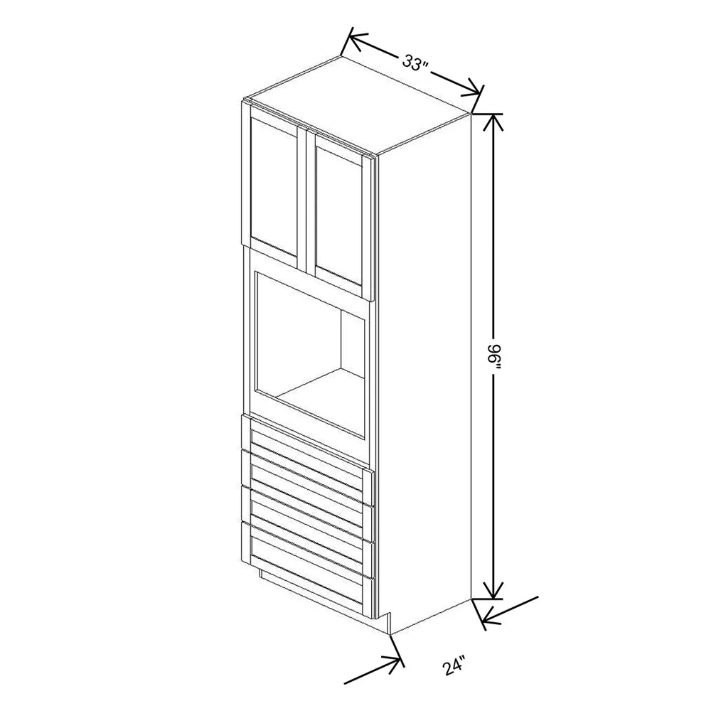 Kitchen Cabinet Distributors Shaker Designer White 5PC Oven Cabinet - 33" W x 96" H